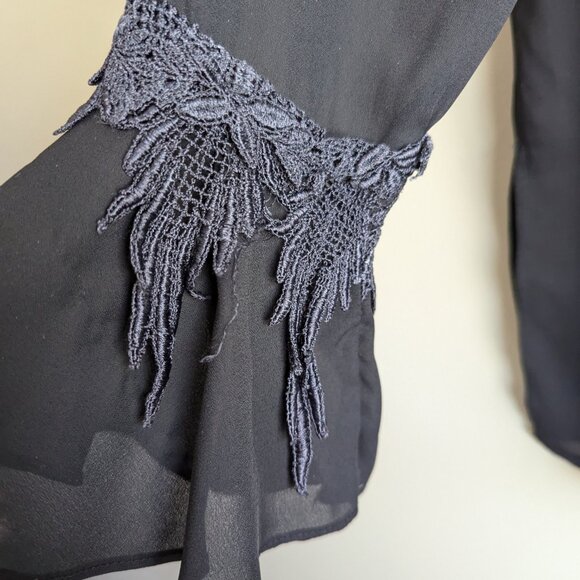 Vintage Black Blouse with Button Detail - Picture 4 of 7